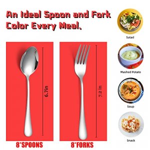 16-Piece Dinner Forks and Spoons Silverware Set, Stainless Steel Flatware Cutlery for Kitchen Home Restaurant, Heavy duty Fork 7.2 Inch and Tablespoo