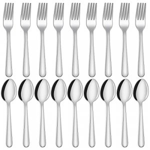 24-piece Forks and Spoons Silverware Set, Unokit Food Grade Stainless Steel Flatware Cutlery Set for Home, Kitchen and Restaurant, 12 Dinner Forks an