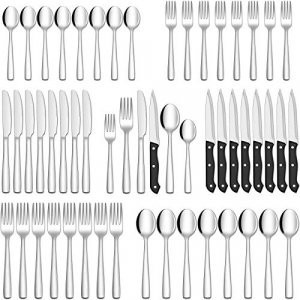 40-Piece Matte Black Silverware Set For 8, Cekee Stainless Steel