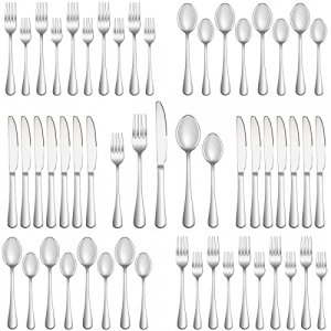 40 Piece Silverware Set Service for 8,Premium Stainless Steel Flatware Set,Mirror Polished Cutlery Utensil Set,Durable Home Kitchen Eating Tableware 