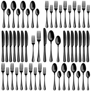 HIWARE 48-Piece Silverware Set with Steak Knives for 8, Stainless Steel Flatware  Cutlery Set 