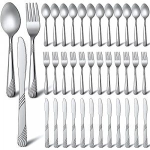 48 Pcs Black Silverware Set, NETANY Black Flatware Set, Food-Grade  Stainless Steel Cutlery Set for 8, Tableware Eating Utensils, Mirror  Finished