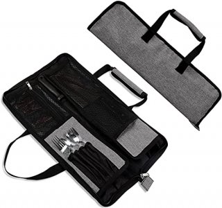 Chefs Knife Roll Bag, Heavy Duty Oxford Chef Knife Bag, Portable 13 Slots Chef Knife Case , Multi-function Cutlery Knives Pouch Holder Knife Wrap 