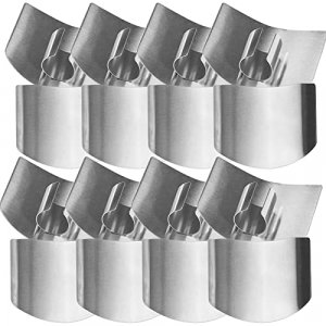 8 Pcs Finger Protector for Cutting Food,Stainless Steel Finetaur Finger Guard for Cutting Vegetables,Finger Shield for Dicing Slicing Chopping Thumb 