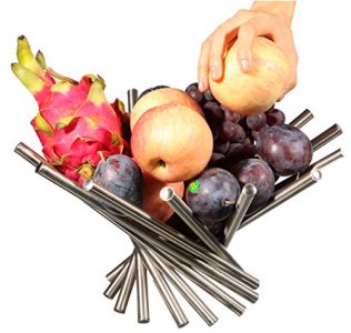 PENGKE Fruit Bowl for Kitchen Counter, Stainless Steel Rotation Fruit Basket Countertop Fruits Stand Holder Creative Home Decor Bread Vegetable Stora