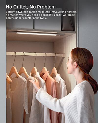 EZVALO Motion Sensor Cabinet Lights,48LED Detachable Battery Powered  Operated Dimmable Closet Lights,Rechargeable Wireless Under Counter
