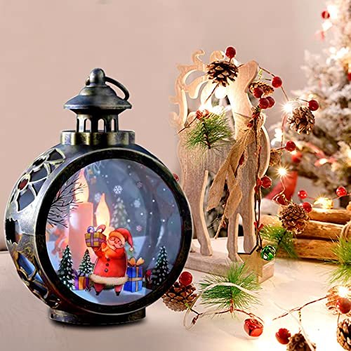 Battery-Operated Santa Claus Lantern with Faux Candles