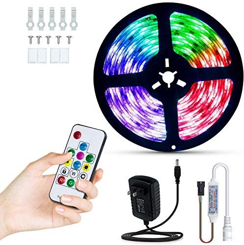 16.4ft RGB Color Changing LED Strip Lights with 12V Power Supply