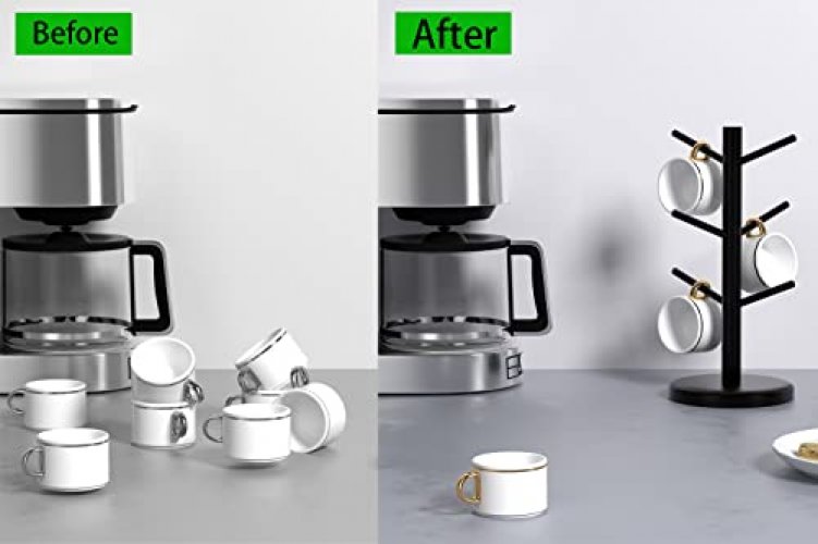 Dorhors Mug Stand,Coffee Cup Rack,Countertop Mug Tree with 6 Hooks,Mug Rack for Counter