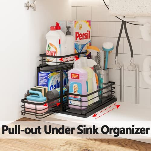 3 Pack Under Sink Organizer, 2 Tier L-shaped Sliding Under Bathroom Cabinet  Organizer, Multi-Purpose Pull Out Under Sink Organizers and Storage for  Kitchen 