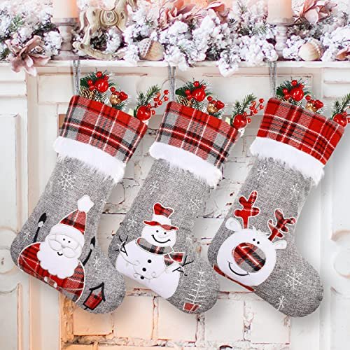 Christmas Stockings, 4 Pack Stocking 18 (snowman Santa)