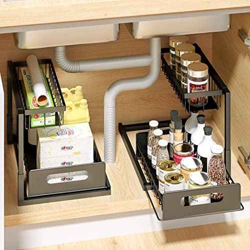 2-tierunder Sink Organizers And Storage 2 Pack Sliding L-shape