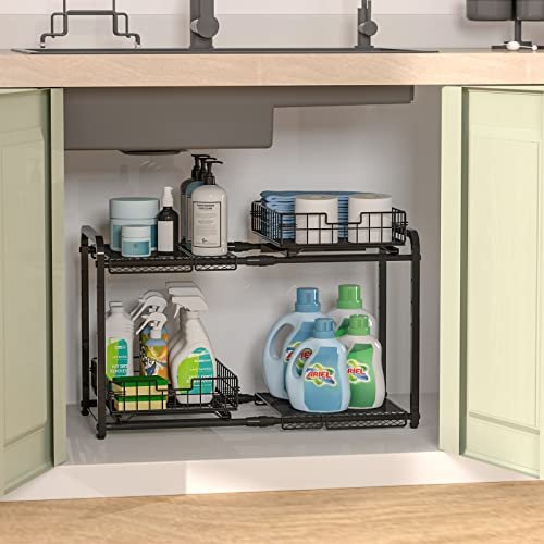 Under Sink Organizer and Storage, 2 Tier Expandable Cabinet Shelf