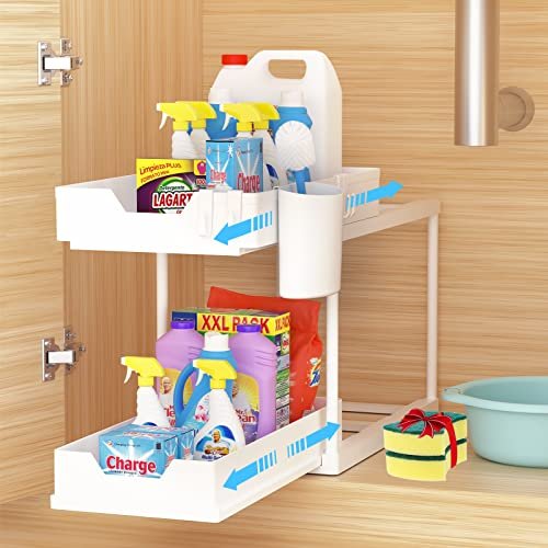 Under Sink Organizer, Avaspot 2 Pack Double Sliding Under Cabinet Storage  Easy Access Pull Out Organizer, Multi-Use Under Sink Organizers and Storage  - Imported Products from USA - iBhejo