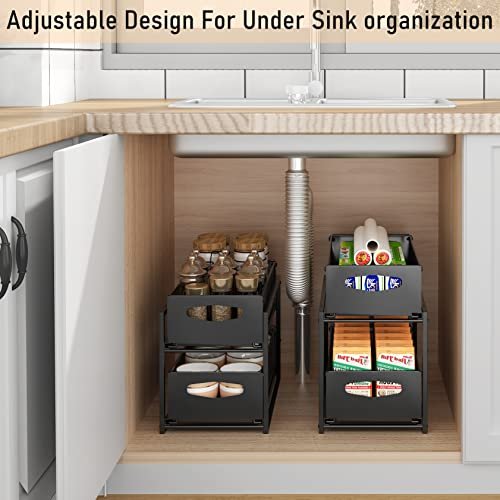 1 Pack Under Sink Organizer, 2-Tier L-Shape Sliding Under Sink Organizers  and Storage, Under Counter Storage Pull Out Under Sink Cabinet Drawer  Organizer for Bathroom Kitchen