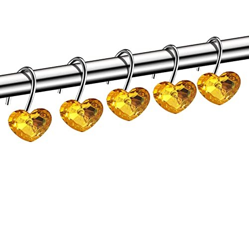 Heart Shower Curtain Rod Ring Hooks Decorative for Bathroom Kitchen Home  Living Room Clothing Utensils Towel, Rust Resistant, Pack of 12 (Yellow) -  Imported Products from USA - iBhejo