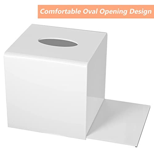 Kamehame Tissue Box Cover Square Acrylic Tissue Holder 5.25x5.25x5.5 Inch  White Dryer Sheet Holder Container Tissue Dispenser for Home Bathroom Kitch  - Imported Products from USA - iBhejo