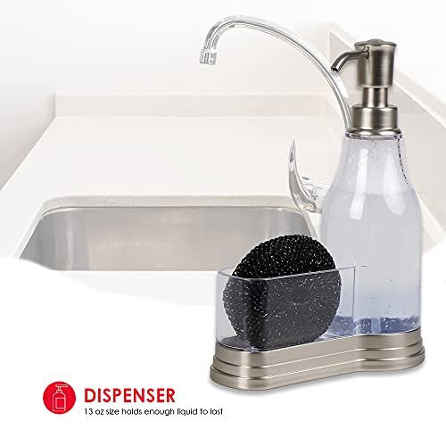 Home Basics Plastic Soap Dispenser with Brushed Steel Top and