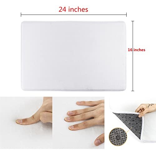 Square Imports Absorbent Soft Memory Foam Mat Bath Bathroom Bedroom Floor Shower Rug Non-Slip White