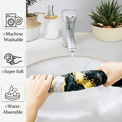 Black Gold Hand Towels for Bathroom Decor Set of 2,Marble Decorative  Bathroom Bath Hand Towels Soft Absorbent Hand Towel for Bathroom Kitchen  Home