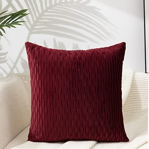 2pcs Throw Pillows With Inserts Included, With Velvet Striped Pillow  Covers, Red Throw Pillow For Farmhouse Sofa Couch Home Decor