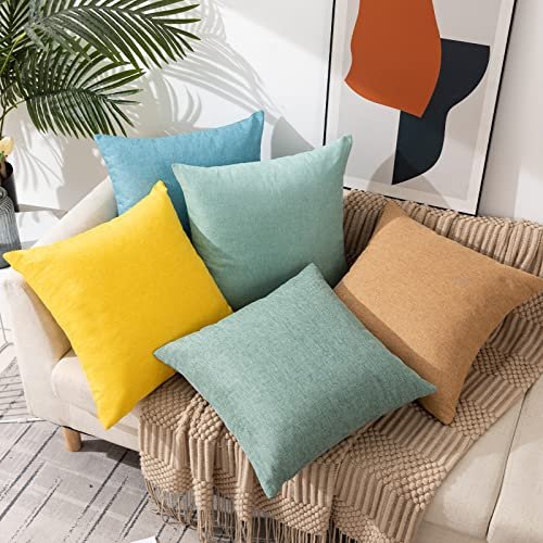 fokusent Throw Pillow Covers 18x18 Set of 2 Farmhouse Mustard Yellow Couch Pillow  Covers Linen Home Decorative Pillow Case for Sofa Bedroom Couch - Imported  Products from USA - iBhejo