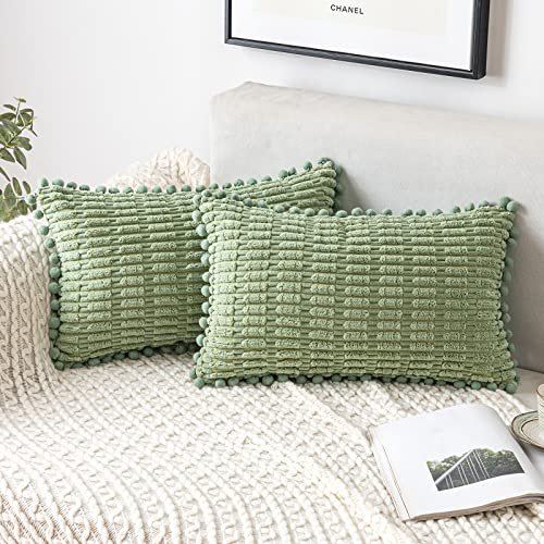 MIULEE Violet Throw Pillow Covers Corduroy Soft Soild Decorative Square  Cushion Covers 2 Pack