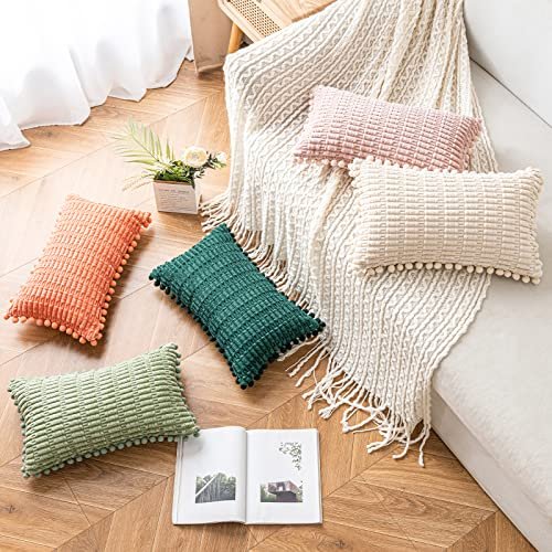 MIULEE Violet Throw Pillow Covers Corduroy Soft Soild Decorative Square  Cushion Covers 2 Pack