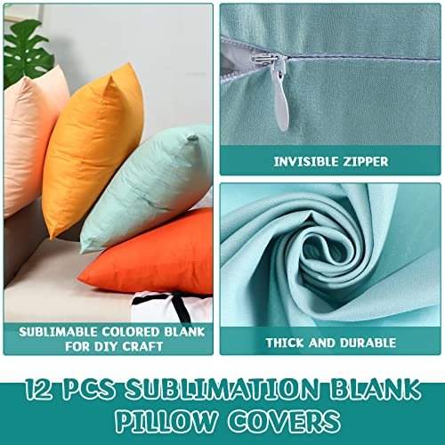 12 PCS Sublimation Pillow Covers DIY Sublimation Blank Pillow Case