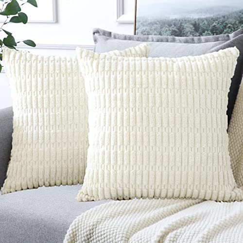 OTOSTAR Set of 4 Soft Corduroy Decorative Throw Pillow 18x18 Inch