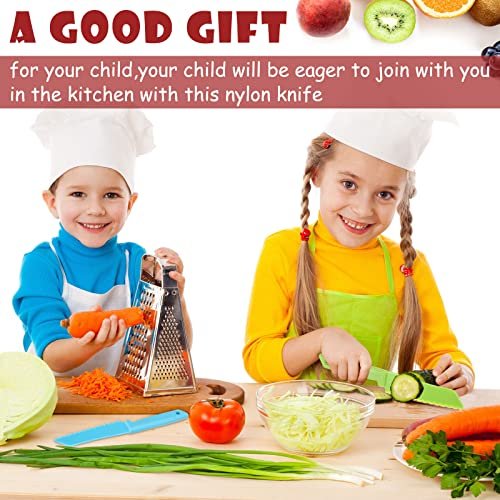 5 Pieces Kid Plastic Kitchen Knife Set, Children's Safe Cooking Chef Nylon Knives for Fruit, Bread, Cake, Salad, Lettuce Knife