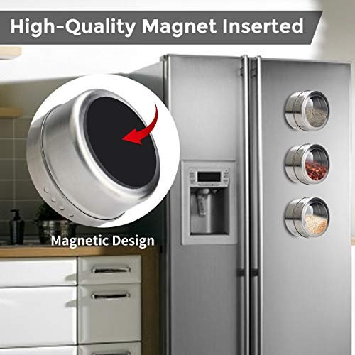 Magnetic Spice Tins 12pcs,Stainless-Steel Magnetic Spice Container Magnetic Spice  Jars Easy to Clean and