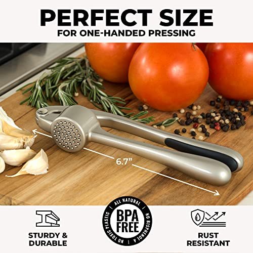 Zulay Kitchen Garlic Press and Peeler Set with Silicone Peeler & Brush