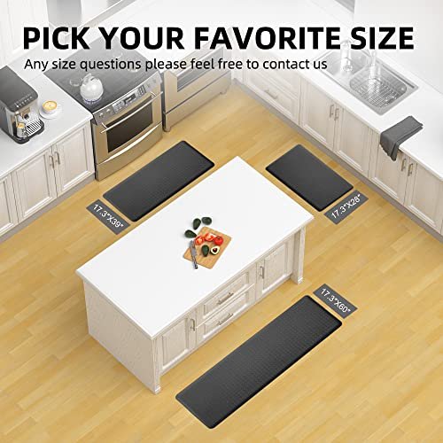 Kitchen Mat and Rugs 2 PCS, Cushioned 1/2 Inch Thick Anti Fatigue  Waterproof Comfort Standing Desk/ Kitchen Floor Mat with Non-Skid &  Washable for Home, Office, Sink - Grey
