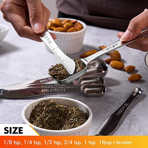 Rainspire Heavy Duty Measuring Spoons Set Stainless Steel, Metal Measuring  Cups and Spoons Set for Dry or Liquid, Fits in Spice Jar, Home Gadgets