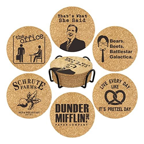  Friends Coasters for Drinks, Friends Merchandise, Funny Friends  Coaster Set with Coaster Holder, Friends TV Show Gifts, Friends TV Show  Decor, Cork Coasters for Coffee Table(6 PCS) : Home & Kitchen