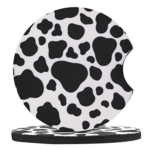 4 Pack Car Coasters, 2.75inch Cow Print Car Cup Holder Coasters