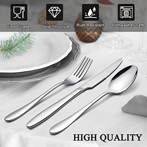 LIANYU 48-Piece Silverware Set for 8 with Steak Knives, Stainless Steel  Flatware Cutlery Set, Eating Utensils Tableware Include Forks Knives  Spoons