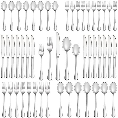 Hiware 48-Piece Silverware Set with Steak Knives for 8, Stainless Steel  Flatware Cutlery Set For Home Kitchen Restaurant Hotel, Mirror Polished