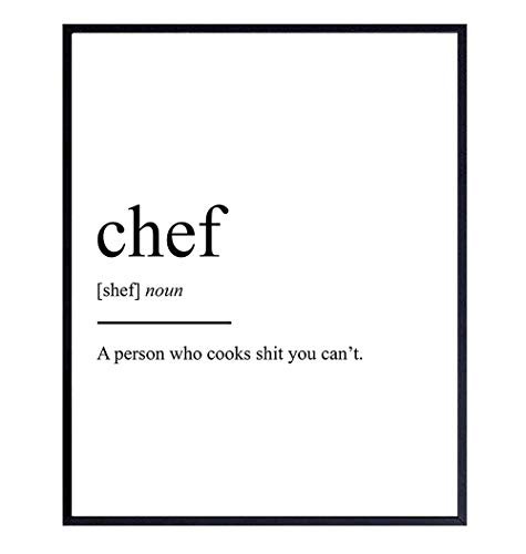 Chef Definition Typography Wall Art Print - Funny Home Decor for Kitchens -  A Perfect Gift for Mothers Day, Moms, Cooks and Chefs - 8x10 Photo - Unfr -  Imported Products from USA - iBhejo