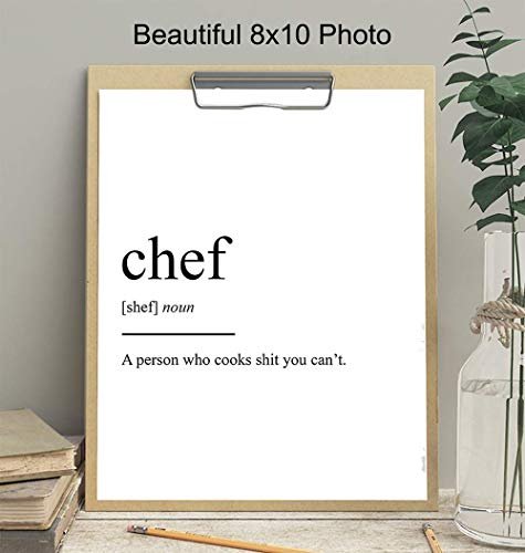 Chef Definition Typography Wall Art Print - Funny Home Decor for Kitchens -  A Perfect Gift for Mothers Day, Moms, Cooks and Chefs - 8x10 Photo - Unfr -  Imported Products from USA - iBhejo