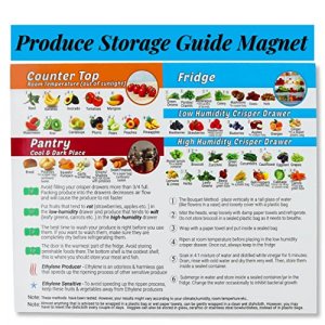 Produce Storage Guide Magnet - How to Store Food Magnet for The Fridge, Fruit & Vegetable Cheat Sheet, Kitchen Organizer Magnetic Chart, Food Storage