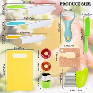 RISICULIS 11 Pieces Wooden Kids Kitchen Knife, Kids Knife Set Include Wood Kids Safe Knife, Serrated Edges Plastic Toddler Knife, Crinkle Cutter, San