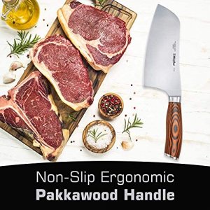 Mueller 7-inch Cleaver Knife, Vegetable Meat Chinese Chefs Knife, German Stainless Steel with Ergonomic Pakkawood Handle, for Home Kitchen and Res