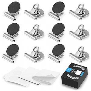 Zulay Set of 12 Magnets for Whiteboard & Refrigerator - Strong Magnetic Clips for Refrigerator with Notepad - Non-Scratch Steel Whiteboard Magnets & 