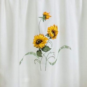 Embellished Tier and Swag Window Curtain Set - 58 Inch Width, 36 Inch Length - Sunshine- Light Filtering Polyester Drapes for Kitchen, Bedroom, Livin