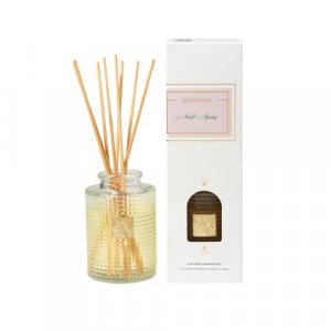 Aromatique The Smell of Spring Reed Diffuser Set contains White Ceramic Bottle, Fragrance Oil, and Bamboo Reeds for Home Dcor and Gift
