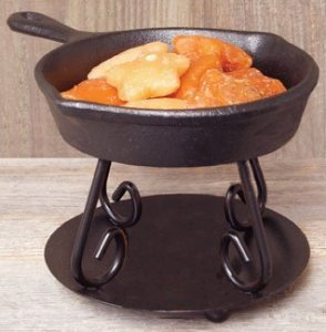 Cast Iron Skillet Black Metal Base Mini Melt Wax Warmer Tart Burner Country Primitive Dcor