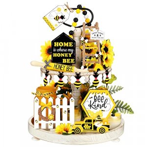 QUEEN BEE HONEY MINI SIGN TIERED TRAY SPRING SUMMER HOME KITCHEN BEE DECOR