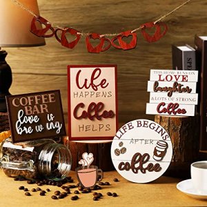 6 Pcs Wooden Mini Coffee Bar Sign Farmhouse Coffee Bar Decor Rustic But  First Coffee Sign Love Is Brewing Coffee Table Sign Vintage Coffee Wood  Plaque